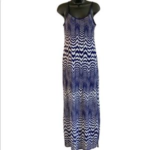 Fire Los Angeles | Dresses | Fire Womens Navy Blue Chevron Sheer Maxi Dress  L | Poshmark
